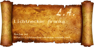 Lichtnecker Aranka névjegykártya